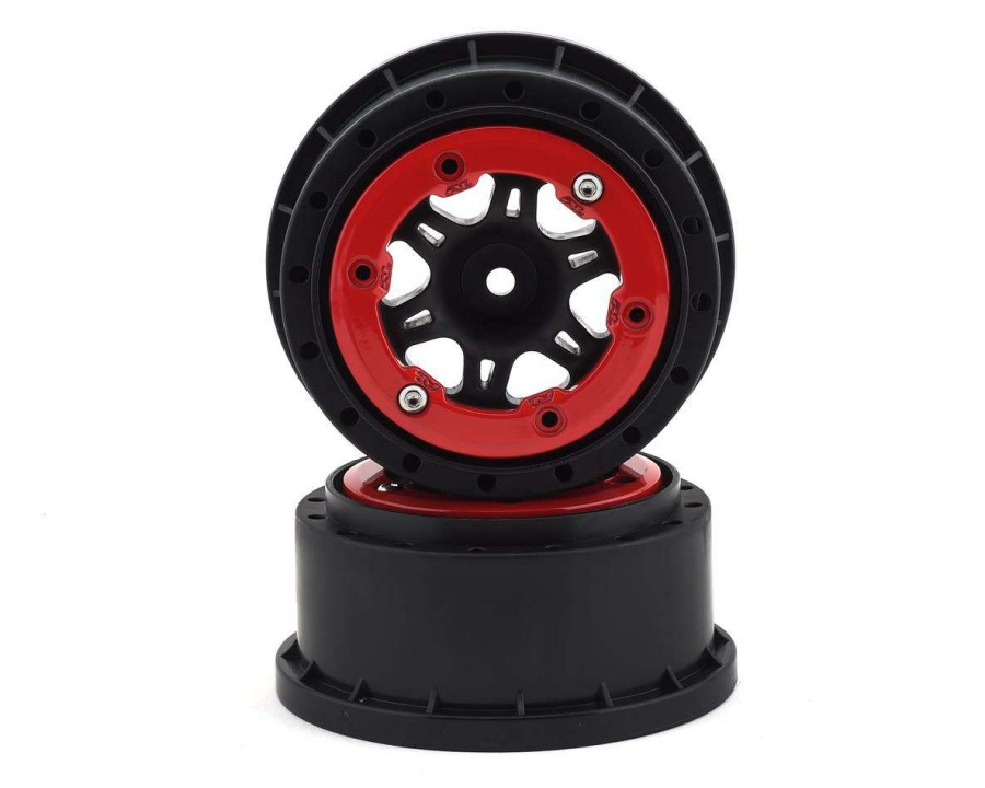 Tires/Wheels Pro-Line | Pro-Line Split Six Bead-Loc Short Course Rear Wheels (Black/Red) (2) W/12Mm Hex (Slash Rear)