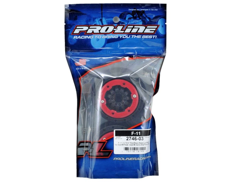 Tires/Wheels Pro-Line | Pro-Line F-11 Bead-Loc Short Course Wheels (Black/Red) (2) W/12Mm Hex (Slash Rear)