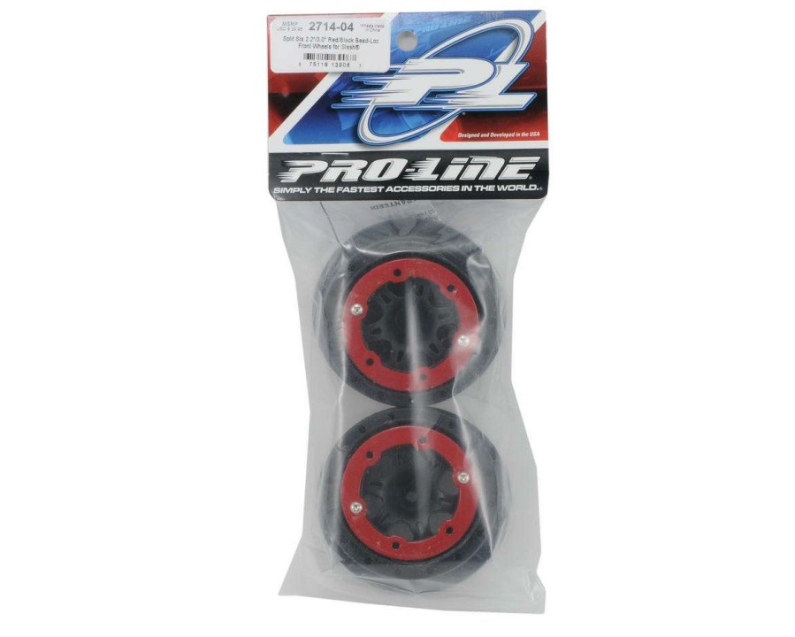 Tires/Wheels Pro-Line | Pro-Line Split Six Bead-Loc Short Course Front Wheels (Black/Red) (2) W/12Mm Hex (Slash Front)