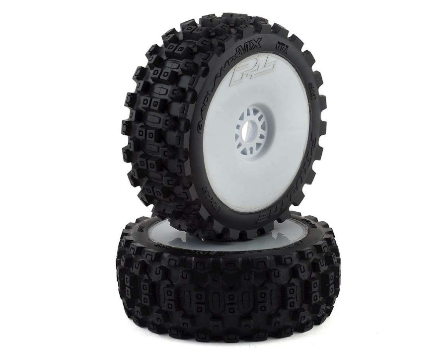 Tires/Wheels Pro-Line | Pro-Line Badlands Mx Pre-Mounted 1/8 Buggy Tires (White) (2) (M2) W/Velocity V2 Wheel