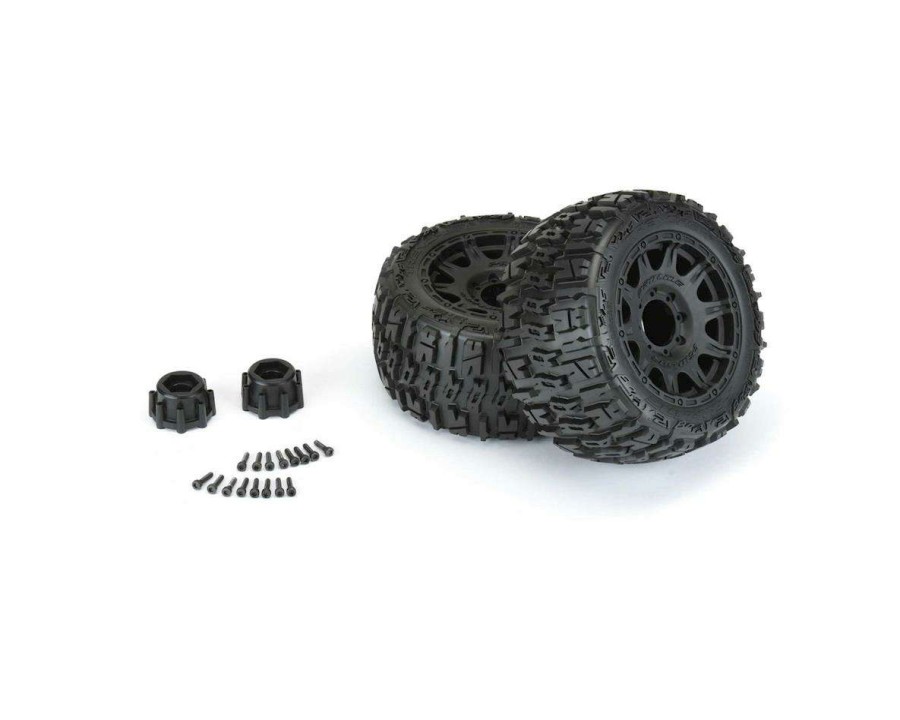 Tires/Wheels Pro-Line | Pro-Line Trencher Lp 3.8 Pre-Mounted Truck Tires (2) (Black) (M2) W/Raid 8 32 Removable Hex Wheels