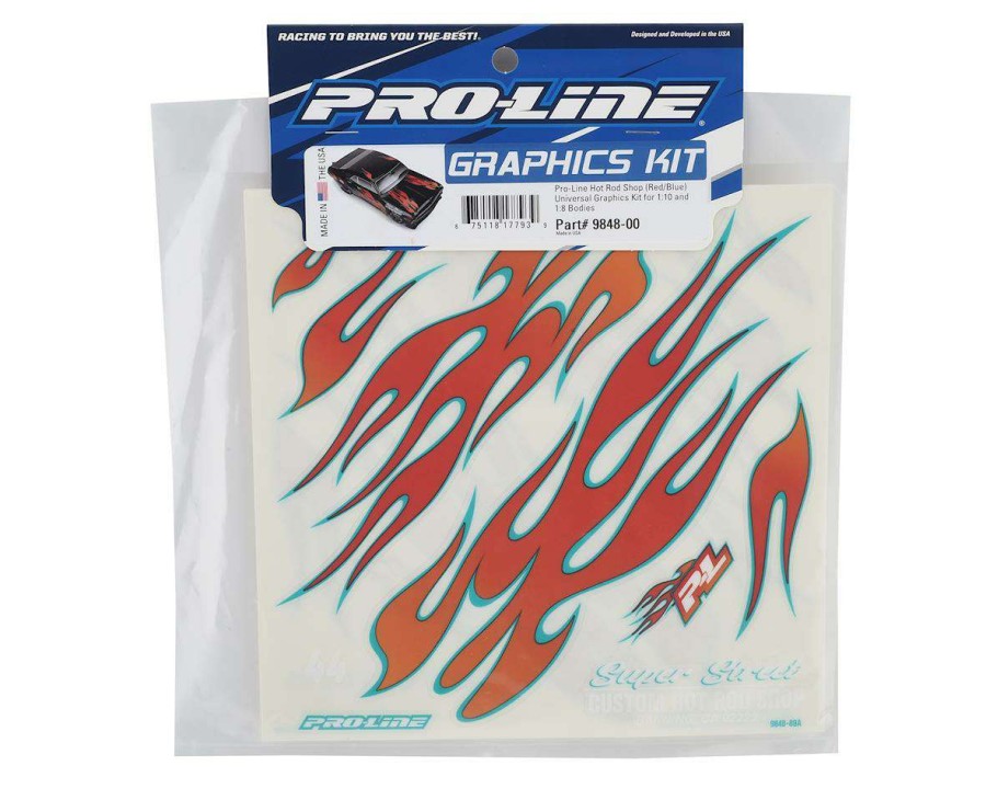 Parts Pro-Line | Pro-Line Hot Rod Shop Universal Body Graphics Kit (Red/Blue)